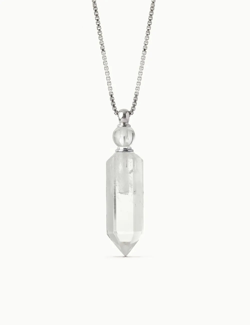 White Quartz Aromatherapy Necklace, long