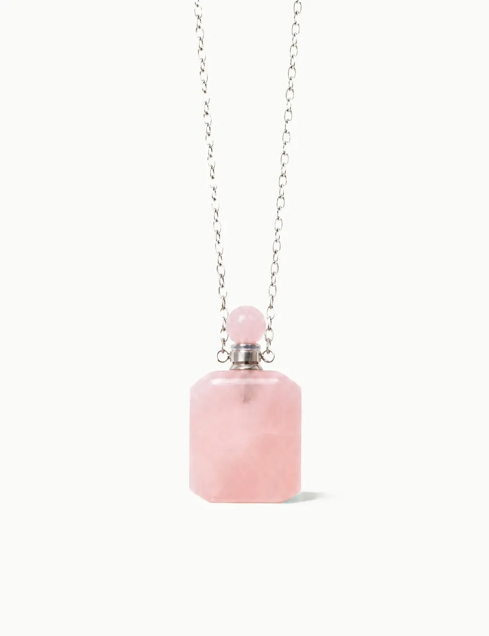 Square Rose Quartz Aromatherapy Necklace